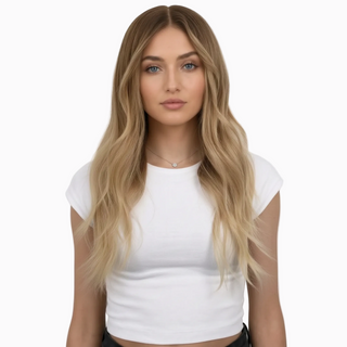 Synnie | Echthaarperücke | Mittelblond Golden Balayage | Extraliebe