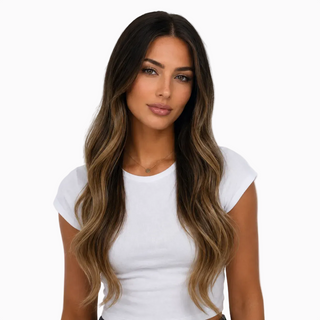 Linda | Echthaarperücke | Dunkelbraun Honig Balayage | Extraliebe
