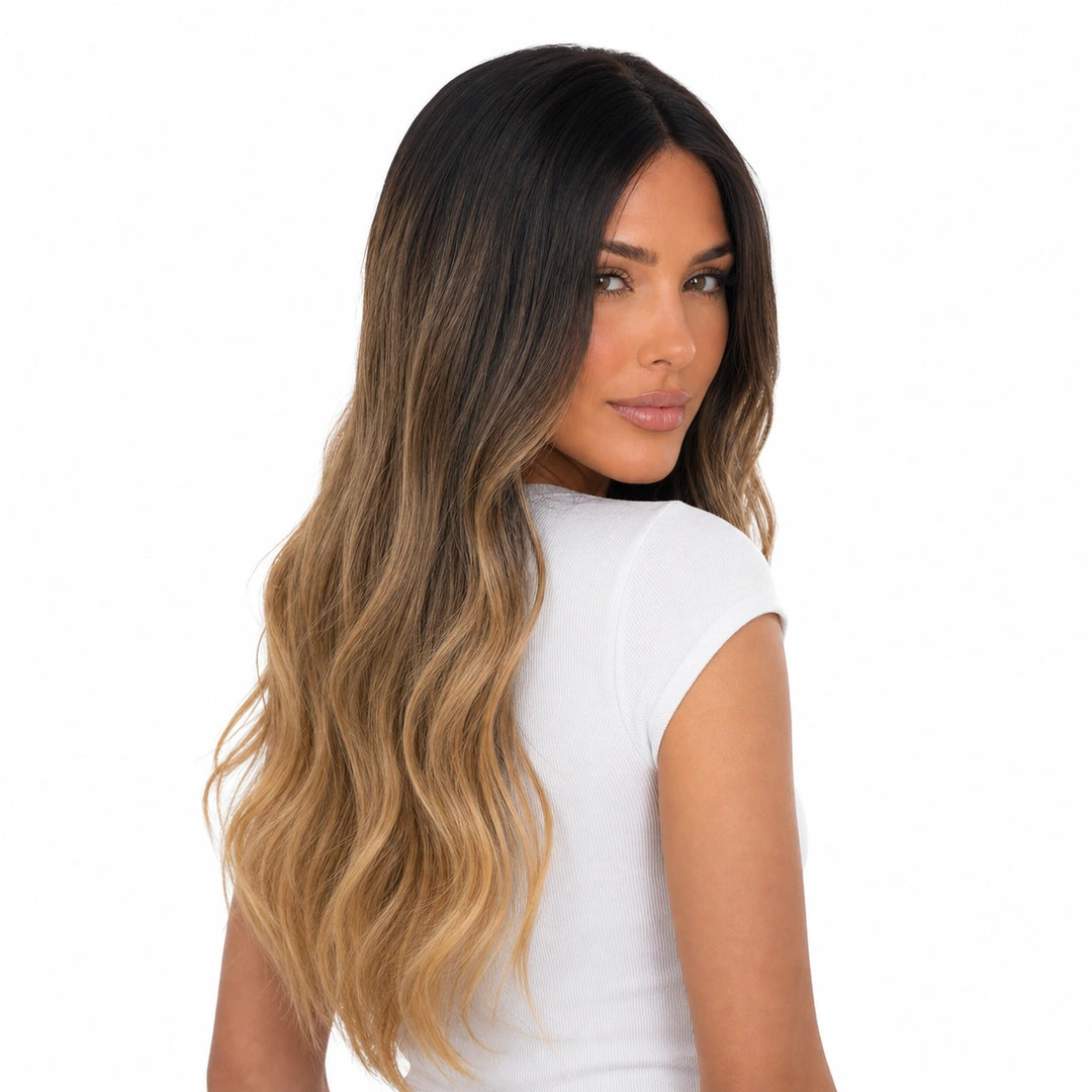 Linda | Echthaarperücke | Dunkelbraun Honig Balayage | Extraliebe